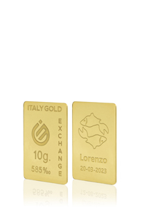 Lingotto Oro segno zodiacale Pesci 14 Kt da 10 gr. - Idea Regalo Segni Zodiacali - IGE: Italy Gold Exchange